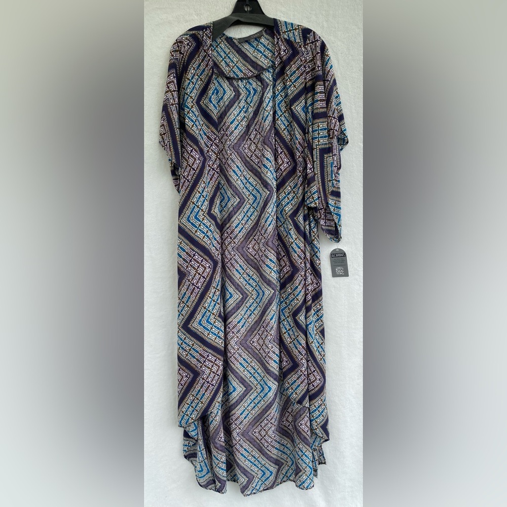 TYSA Alexandra’s  Kimono Duster Navy Teal USA boho coastal long robe sz S  O